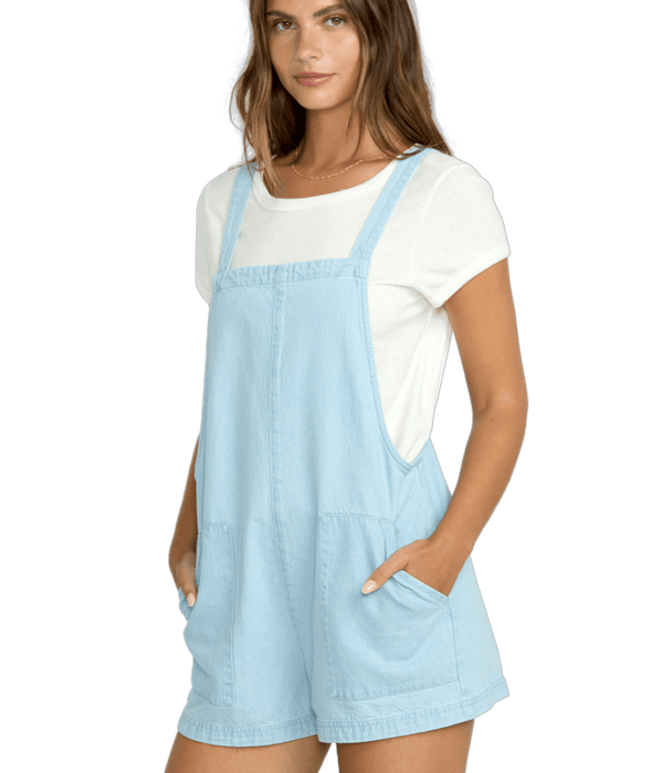 Billabong Beach Crush Denim Romper-Salt Blue
