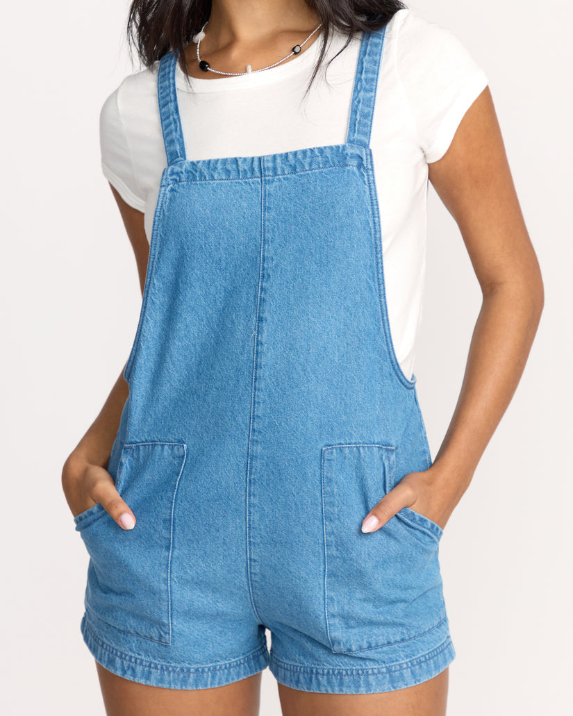 Billabong Beach Crush Denim Romper-Salt Washed