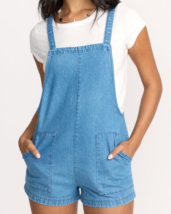 Billabong Beach Crush Denim Romper-Salt Washed