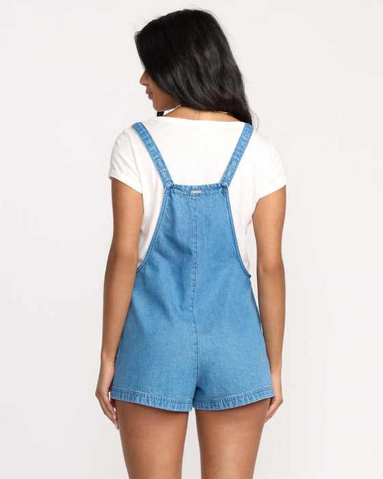 Billabong Beach Crush Denim Romper-Salt Washed