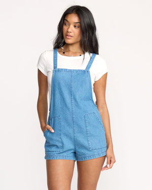 Billabong Beach Crush Denim Romper-Salt Washed