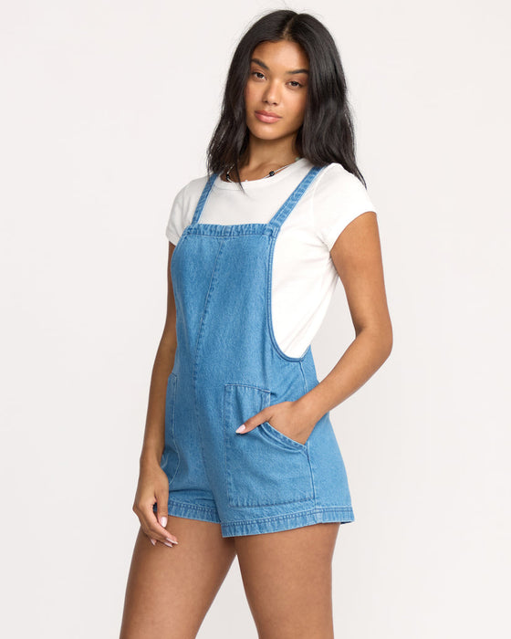 Billabong Beach Crush Denim Romper-Salt Washed
