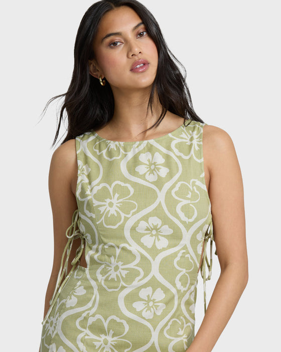 Billabong Floral Trip Mini Dress-Cactus