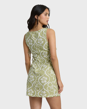 Billabong Floral Trip Mini Dress-Cactus— Alternate View