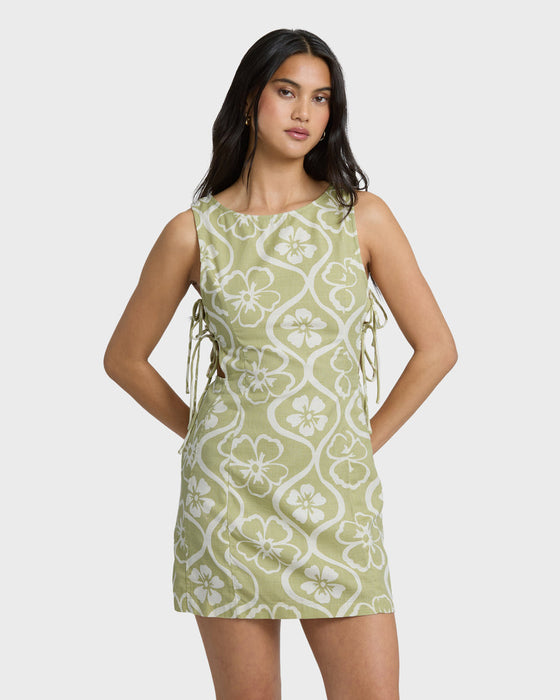 Billabong Floral Trip Mini Dress-Cactus