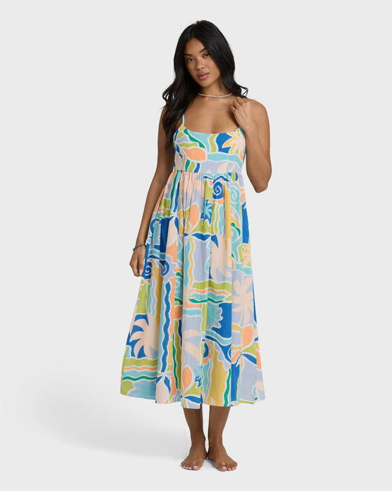 Billabong Island Life Midi Dress-Blue Multi