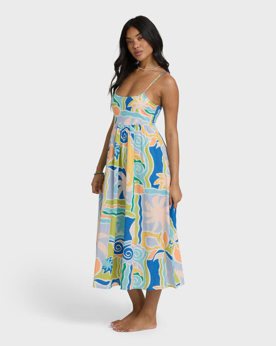 Billabong Island Life Midi Dress-Blue Multi