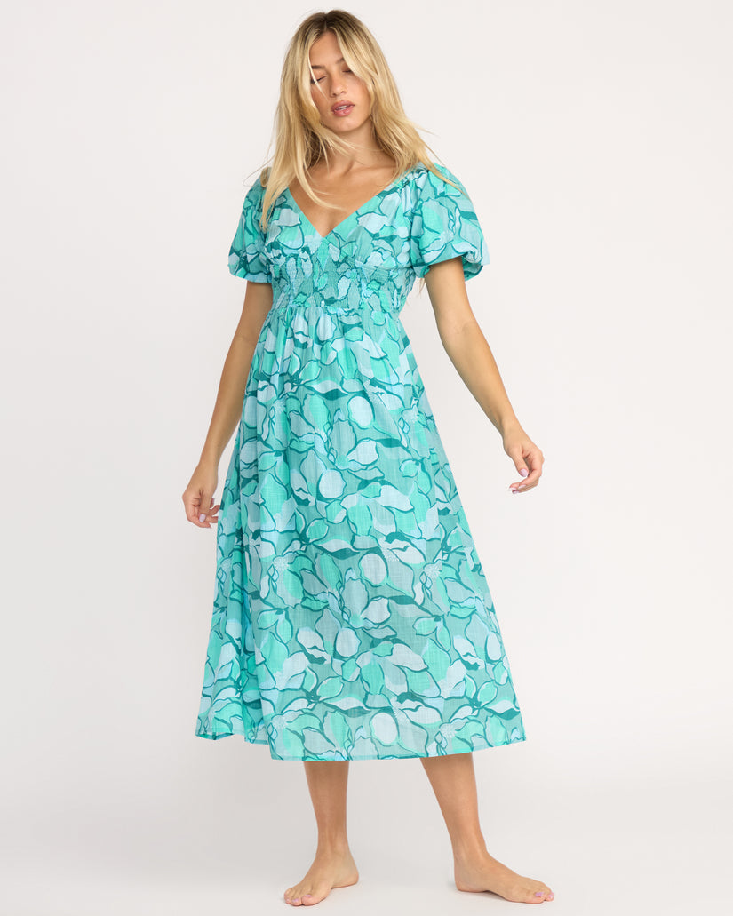 Billabong Go Coastal Midi Dress-Blue Bird