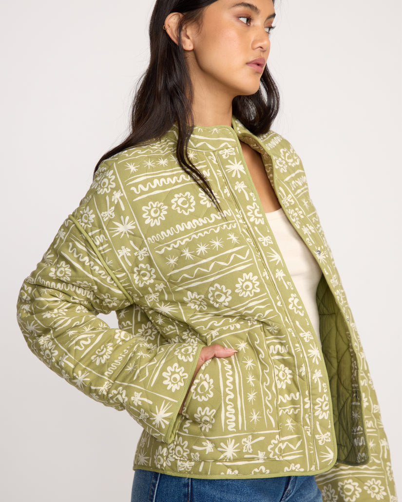 Billabong Folk Story Jacket-Green Tea