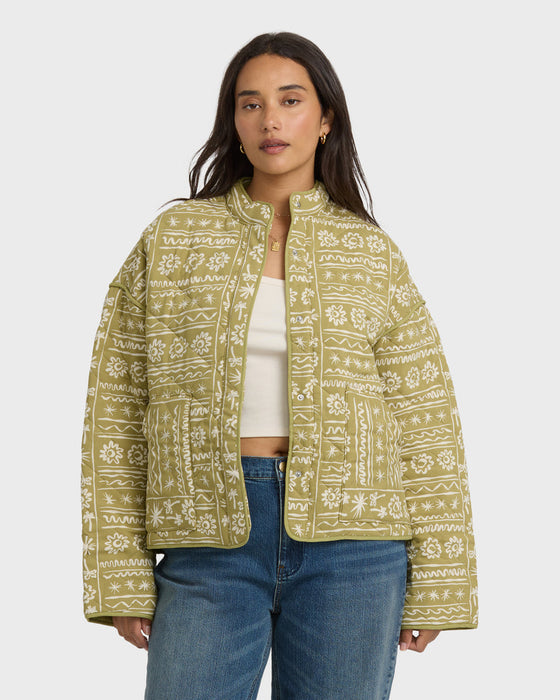 Billabong Folk Story Jacket-Green Tea