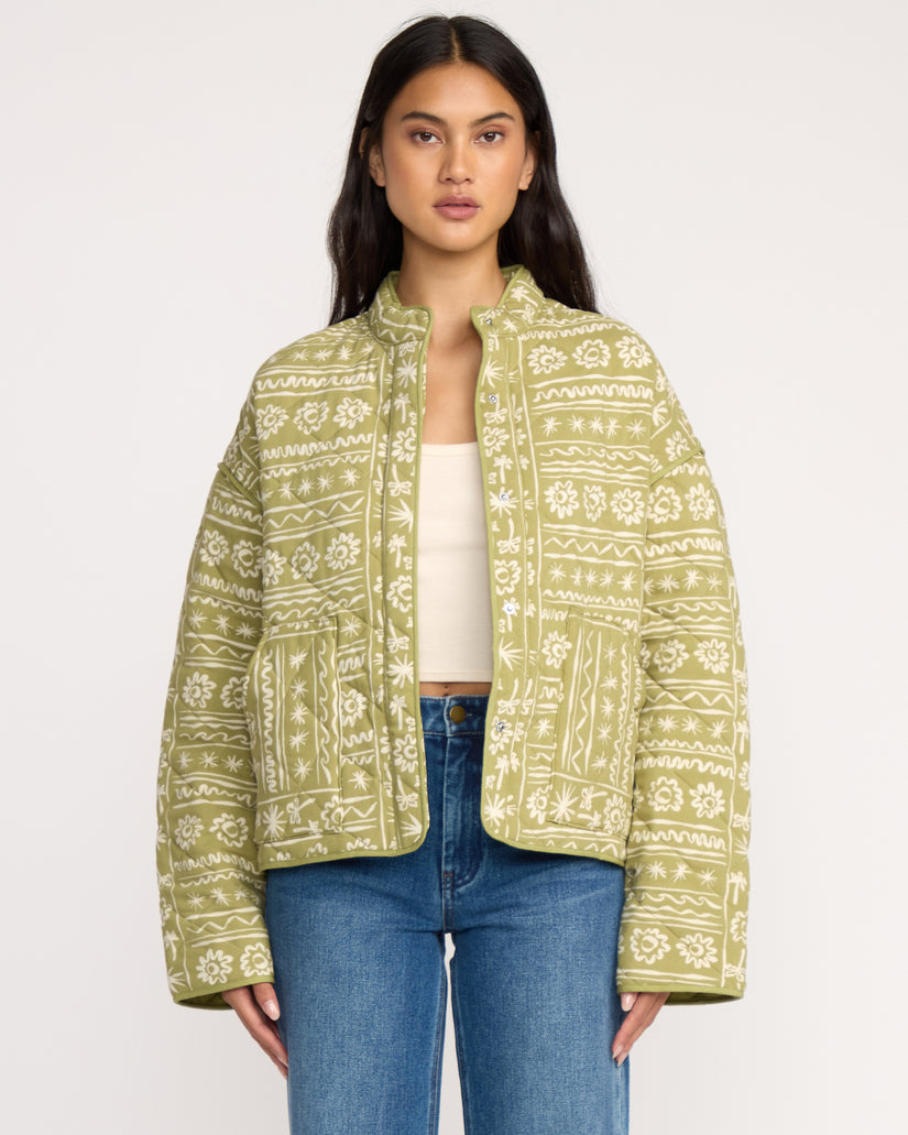 Billabong Folk Story Jacket-Green Tea