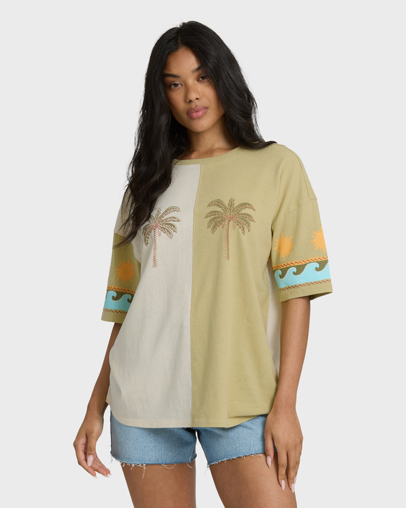 Billabong Split Palm Tee-White Cap
