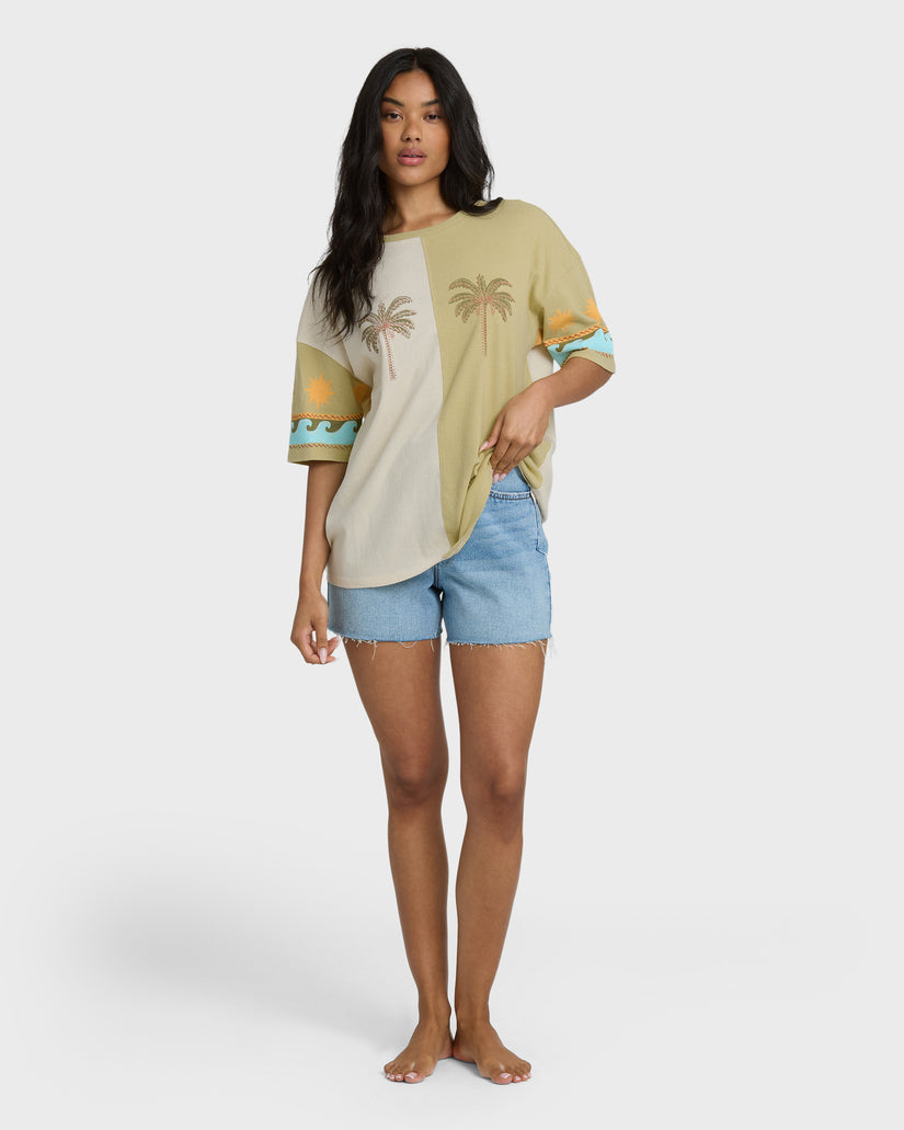 Billabong Split Palm Tee-White Cap