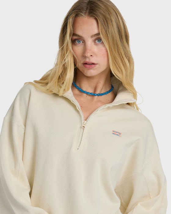 Billabong Classic Feels Half Zip Sweatshirt-White Cap