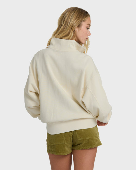 Billabong Classic Feels Half Zip Sweatshirt-White Cap