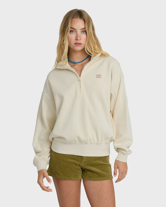 Billabong Classic Feels Half Zip Sweatshirt-White Cap