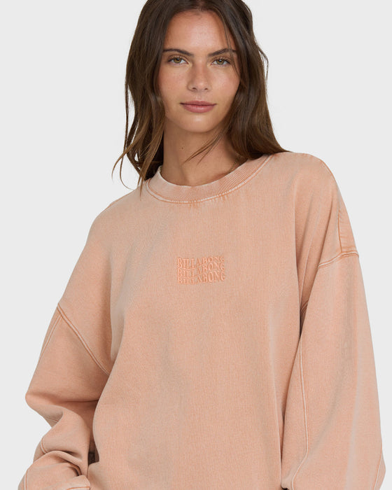 Billabong Bleached Out Kendal Crew Sweatshirt-Caramel Cafe