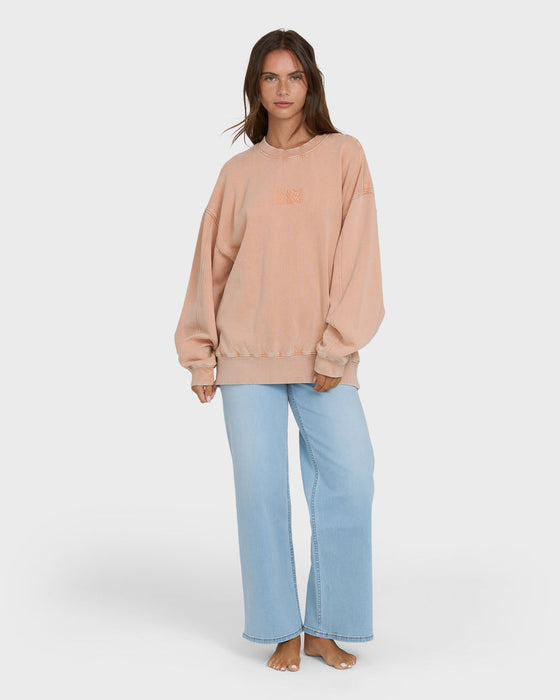 Billabong Bleached Out Kendal Crew Sweatshirt-Caramel Cafe