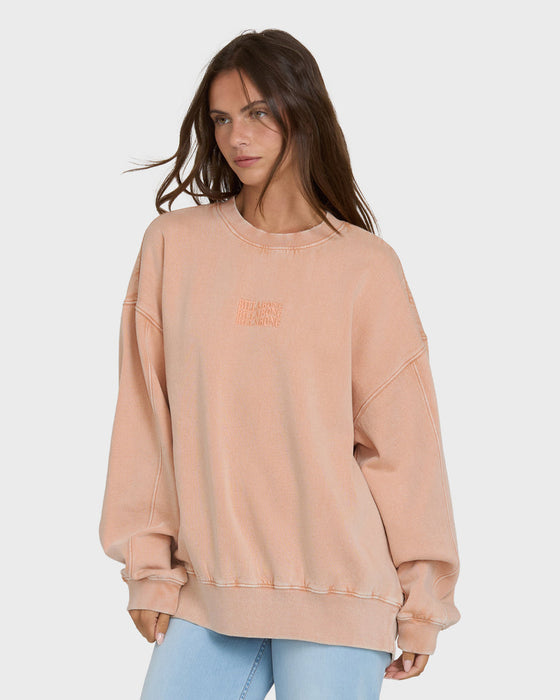 Billabong Bleached Out Kendal Crew Sweatshirt-Caramel Cafe