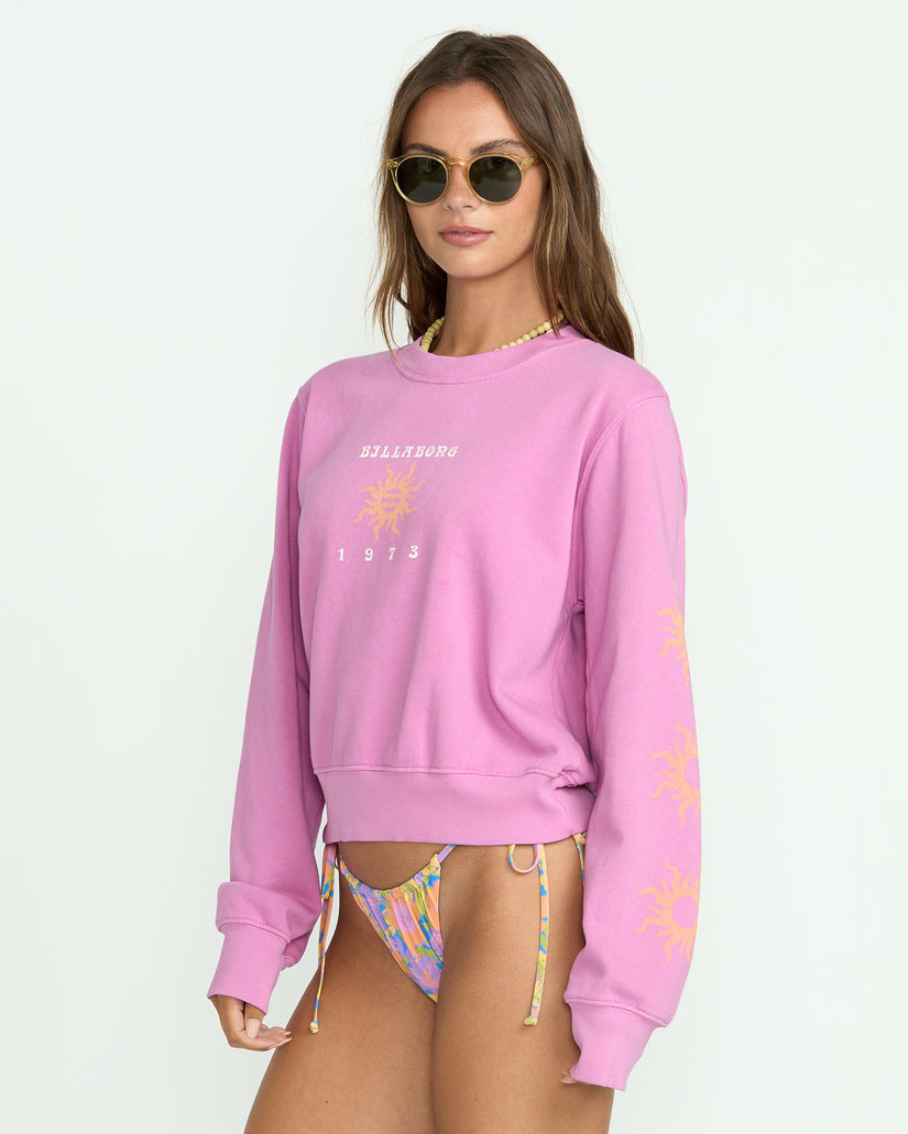 Billabong From Paradise Crew Sweatshirt-Rose