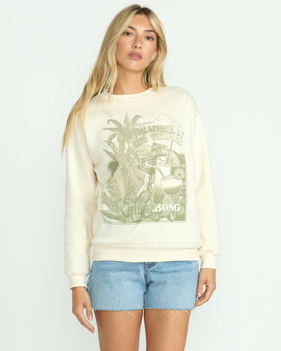 Billabong Paradise Awaits Crew Sweatshirt-Whitecap