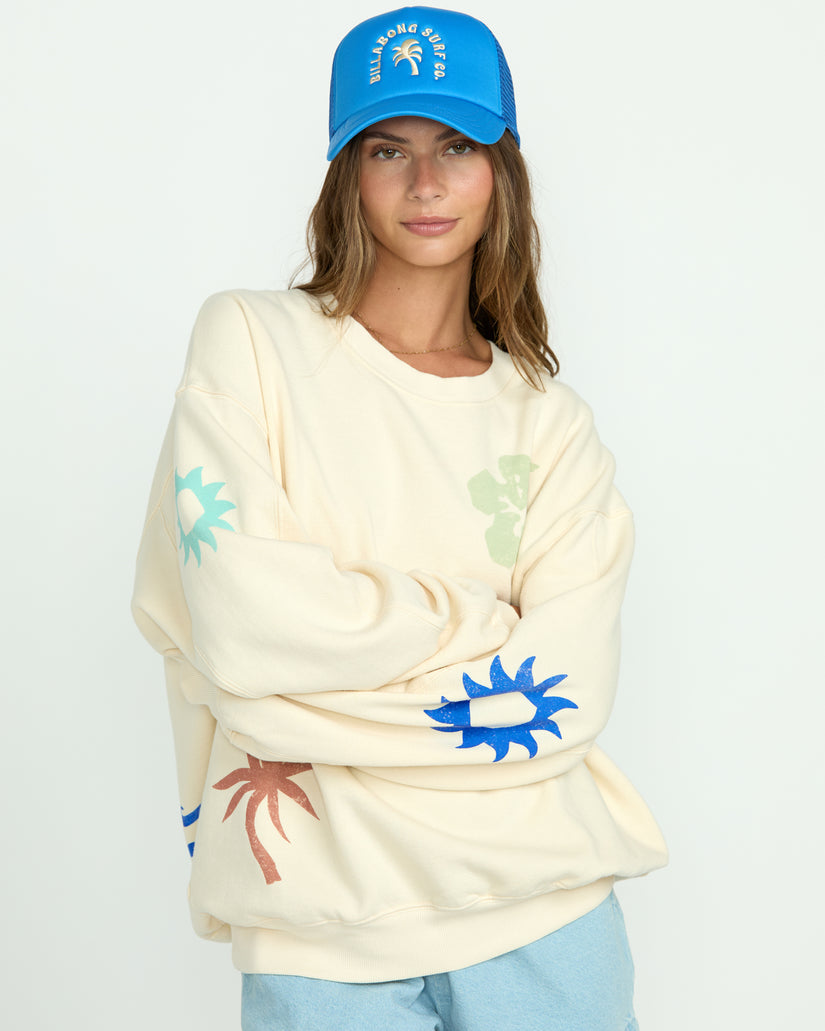 Billabong Water Signs Kendal Crew Sweatshirt-White Cap