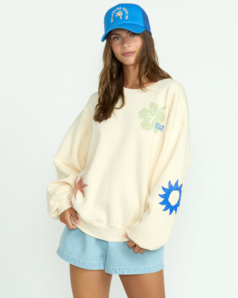 Billabong Water Signs Kendal Crew Sweatshirt-White Cap