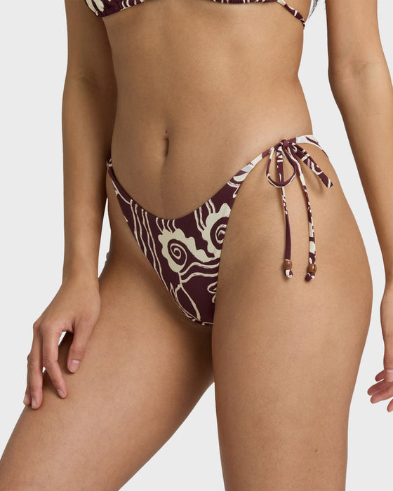 Billabong Sol Playa Tie Side Tanga Bottom-Red Dahlia