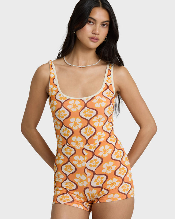 Billabong Sol Groove Retro Surf One Piece-Tangerine