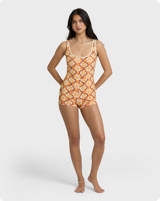 Billabong Sol Groove Retro Surf One Piece-Tangerine