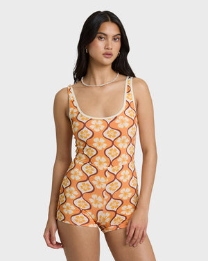 Billabong Sol Groove Retro Surf One Piece-Tangerine