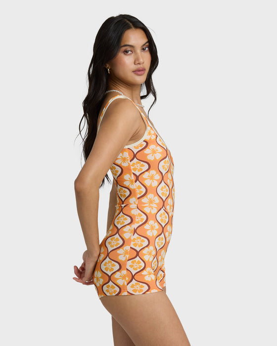 Billabong Sol Groove Retro Surf One Piece-Tangerine