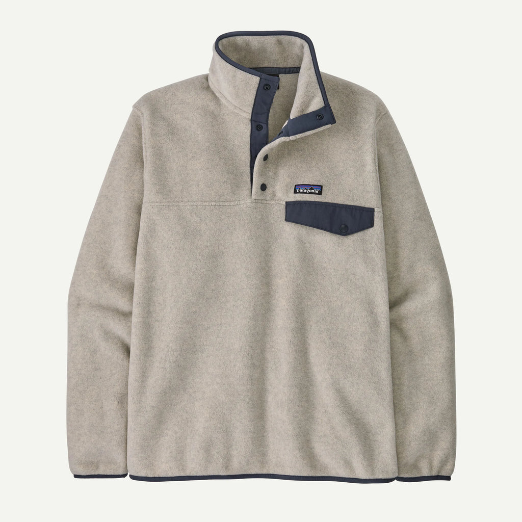 Patagonia LW Synch Snap-T P/O Jacket-Oatmeal Heather w/Smolder Blue