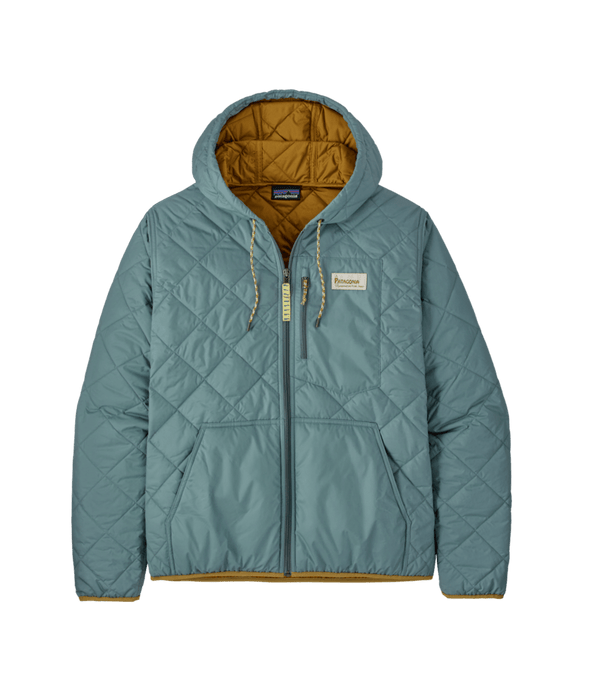 Patagonia Diamond Quilted Bomber Hooded Jacket-Blue Sage