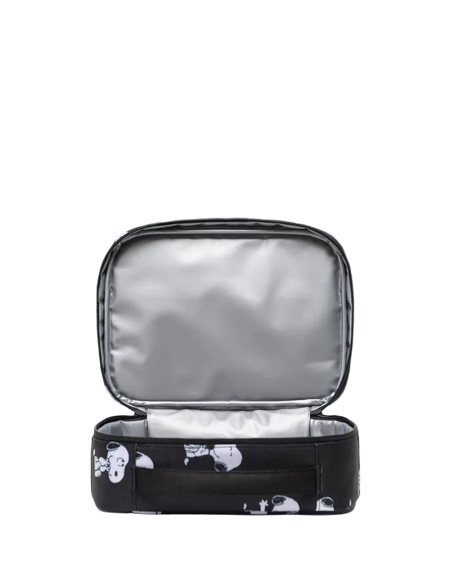 Herschel Peanuts Pop Quiz Lunchbox-Snoopy and Woodstock Black