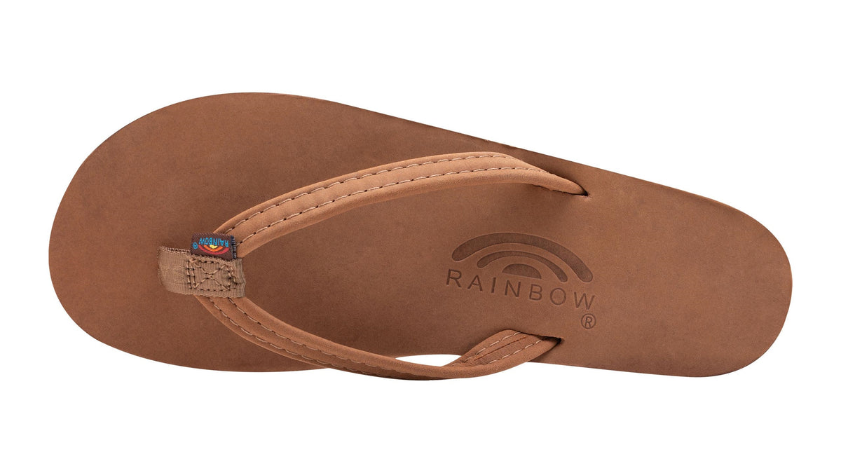 Rainbow W's Single Layer Leather Narrow Sandal-Redwood