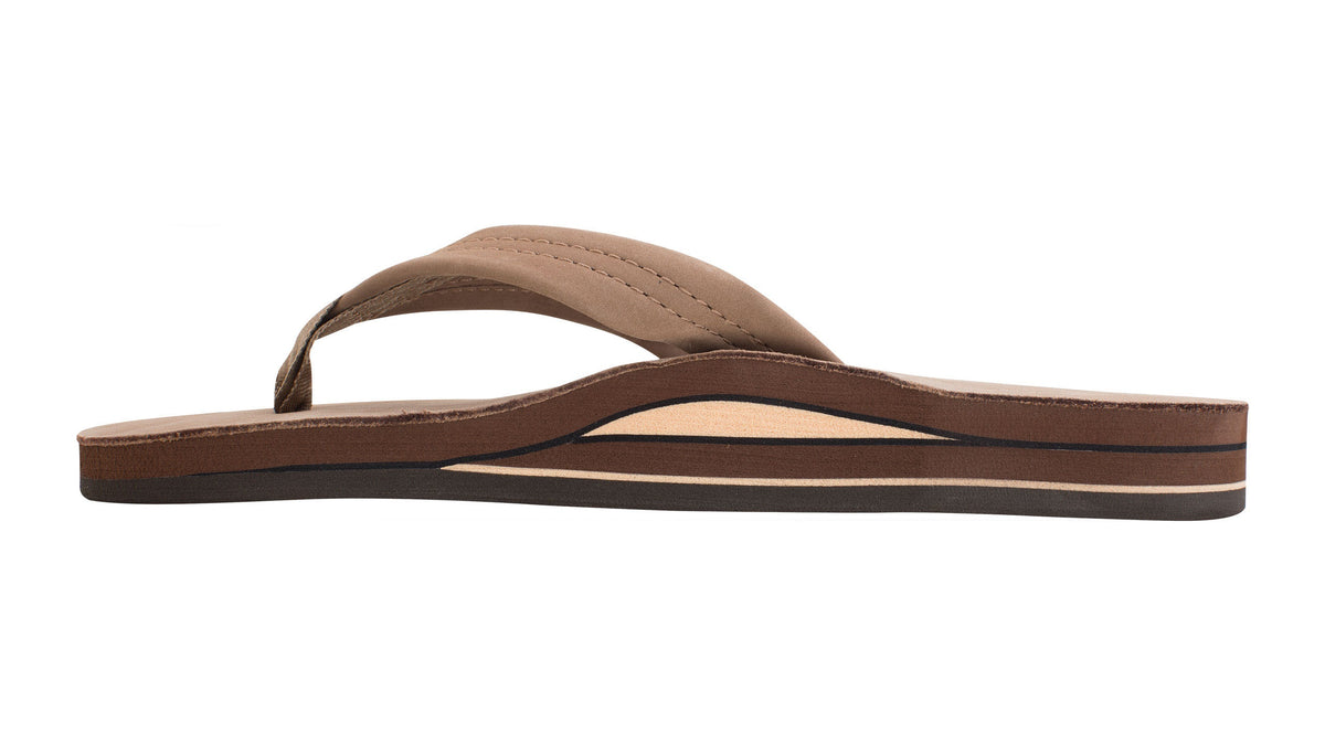 Rainbow M's Double Layer Leather Sandal-Dark Brown