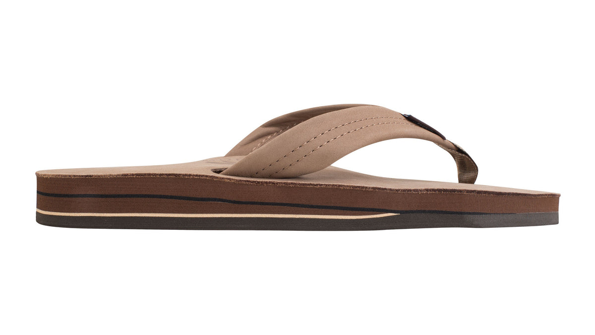 Rainbow M's Double Layer Leather Sandal-Dark Brown