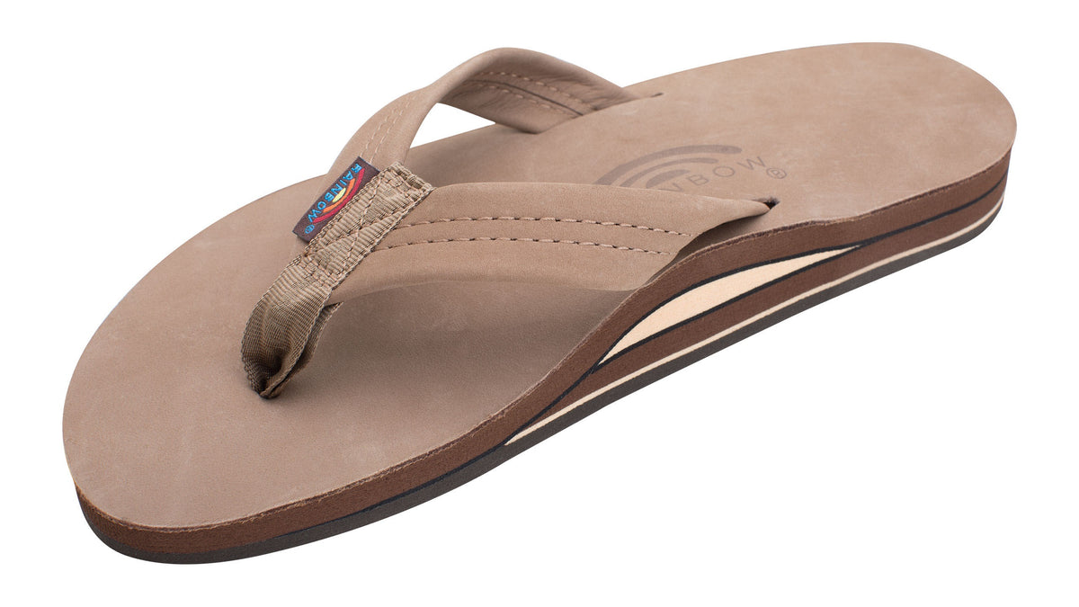 Rainbow M's Double Layer Leather Sandal-Dark Brown