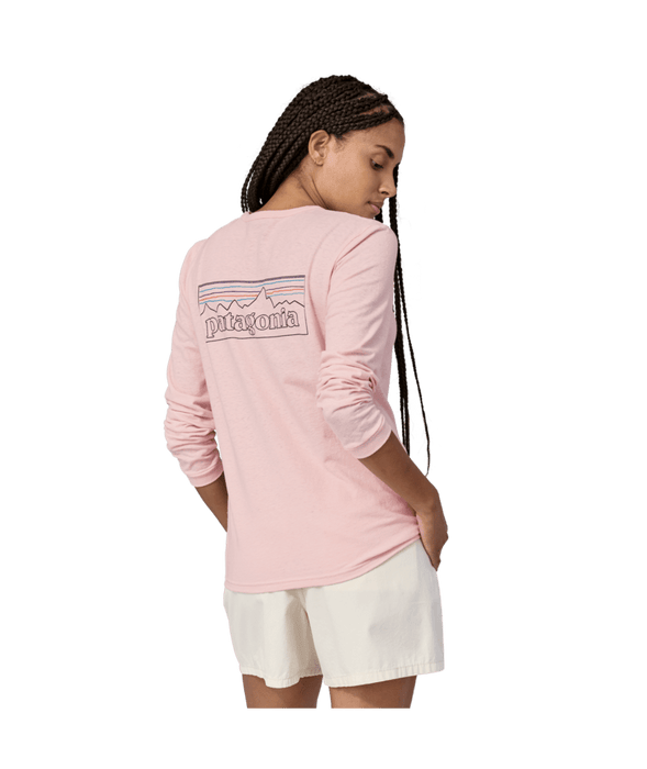 Patagonia P-6 Logo L/S Responsibili-Tee-P-6 Outline: Whisker Pink