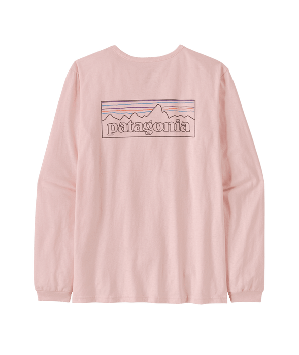 Patagonia P-6 Logo L/S Responsibili-Tee-P-6 Outline: Whisker Pink