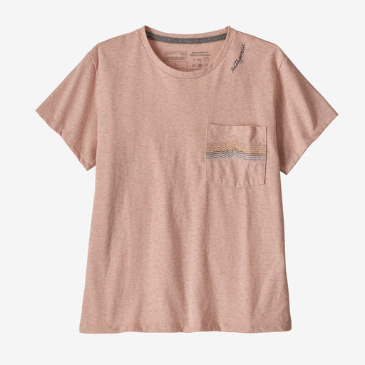 Patagonia W's Ridge Rise Stripe Pocket Responsibili-Tee-Cozy Peach