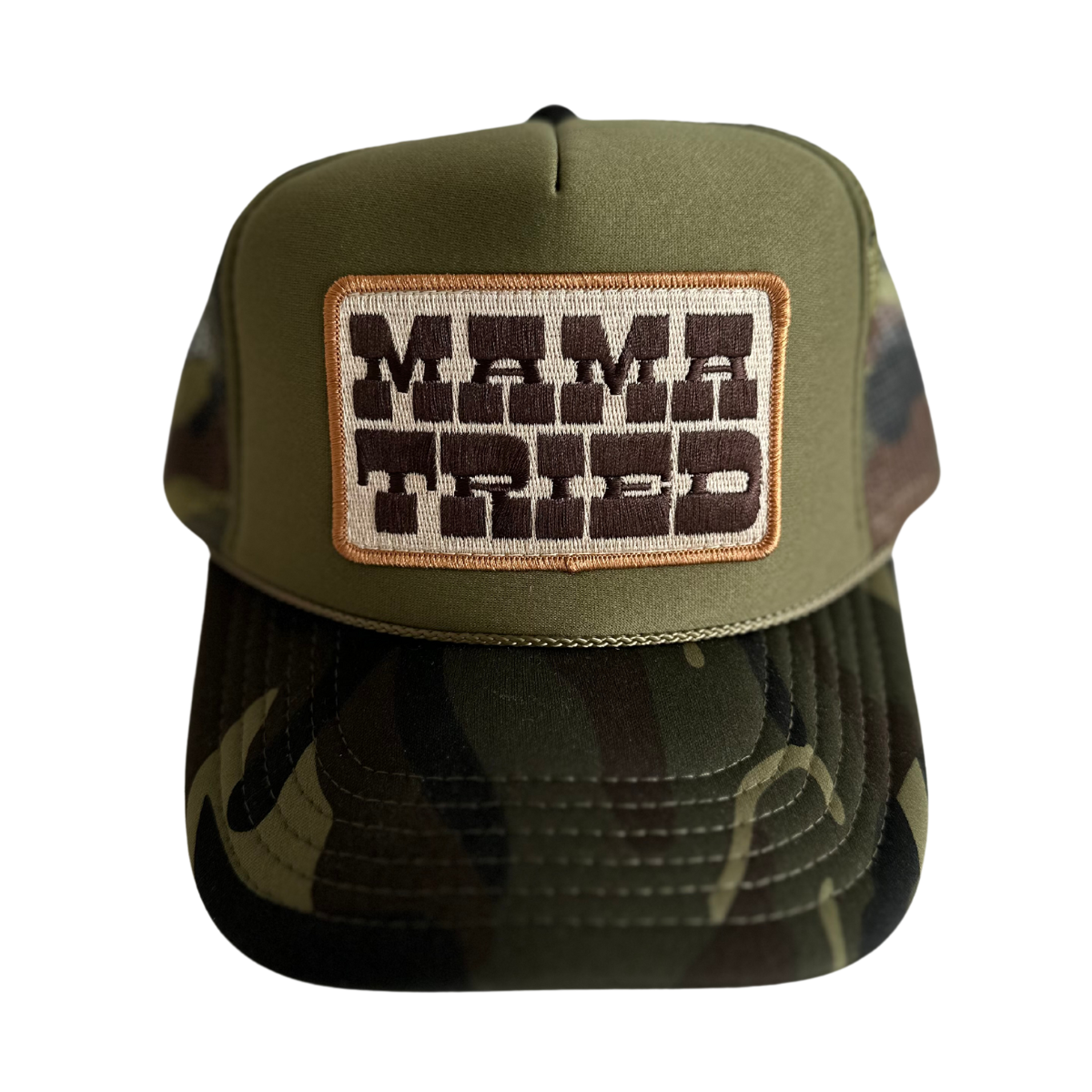 Local Beach Mama Tried Patch Trucker Hat-Camo Split