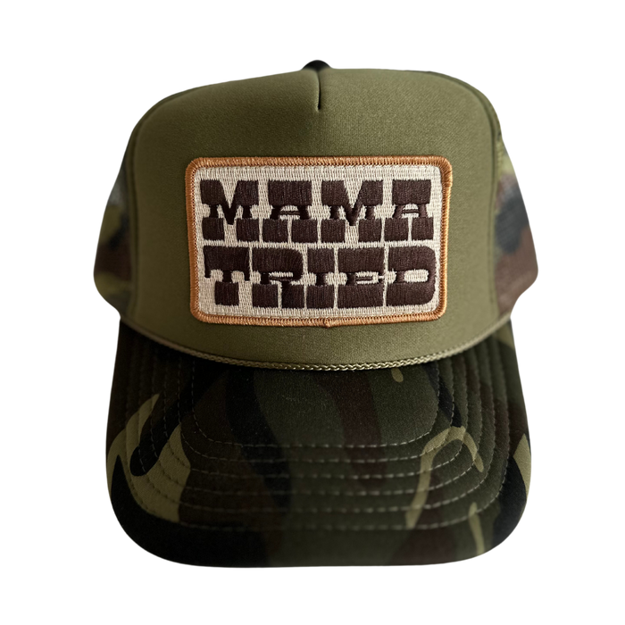 Local Beach Mama Tried Patch Trucker Hat-Camo Split