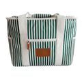 Local Beach Packable Canvas Stripe  Cooler-Green