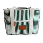 Local Beach Packable Canvas Stripe  Cooler-Green