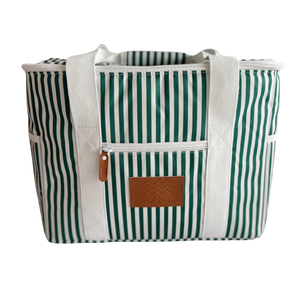Local Beach Packable Canvas Stripe Cooler-Green