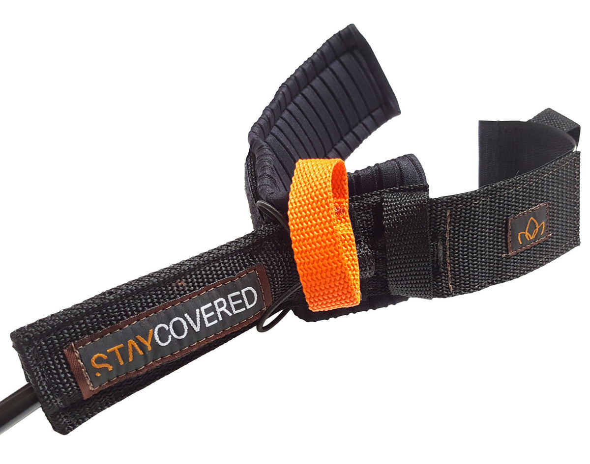 Stay Covered XXXL Big Wave Hand Tied QR Leash-Black-12'