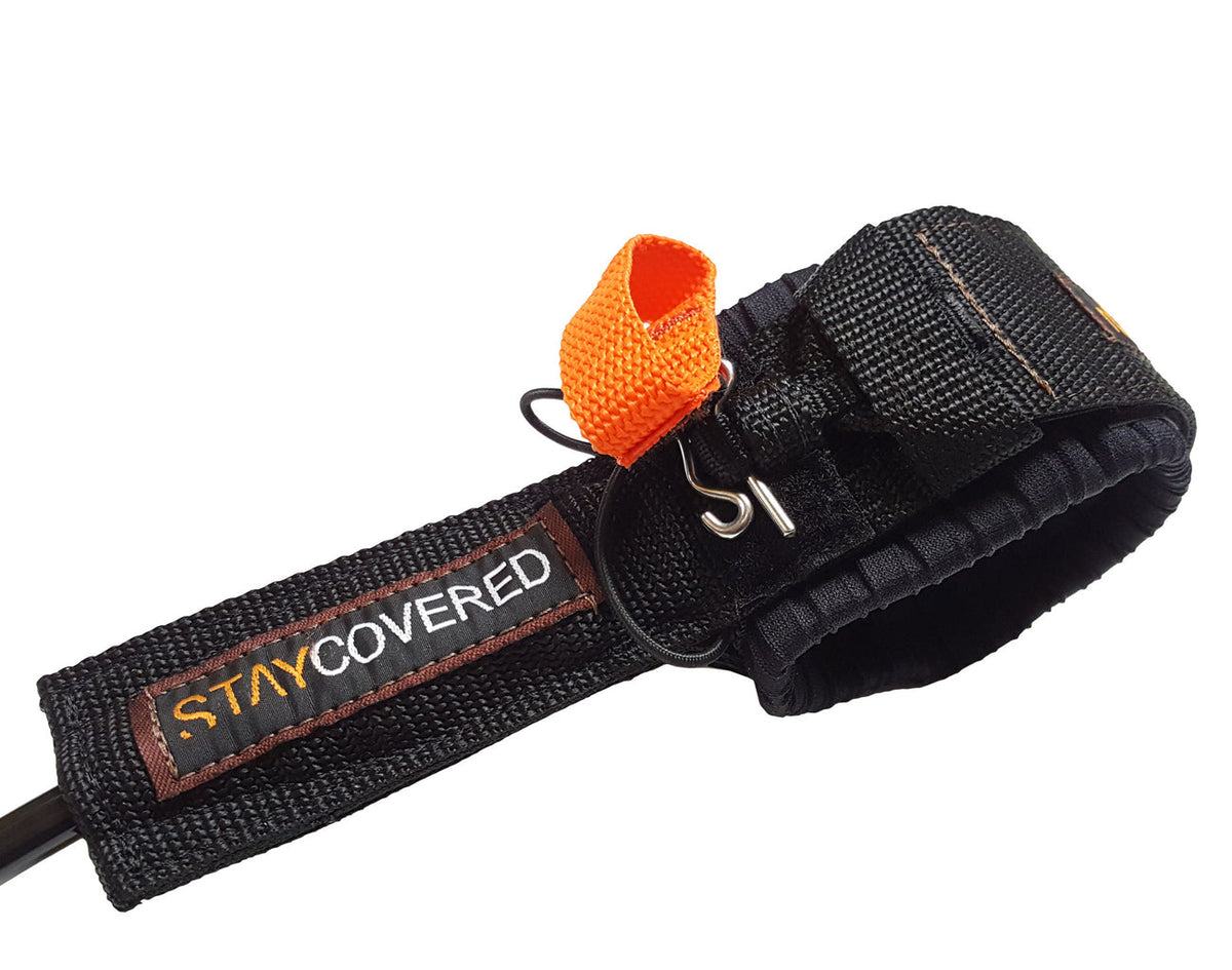 Stay Covered XXXL Big Wave Hand Tied QR Leash-Black-12'