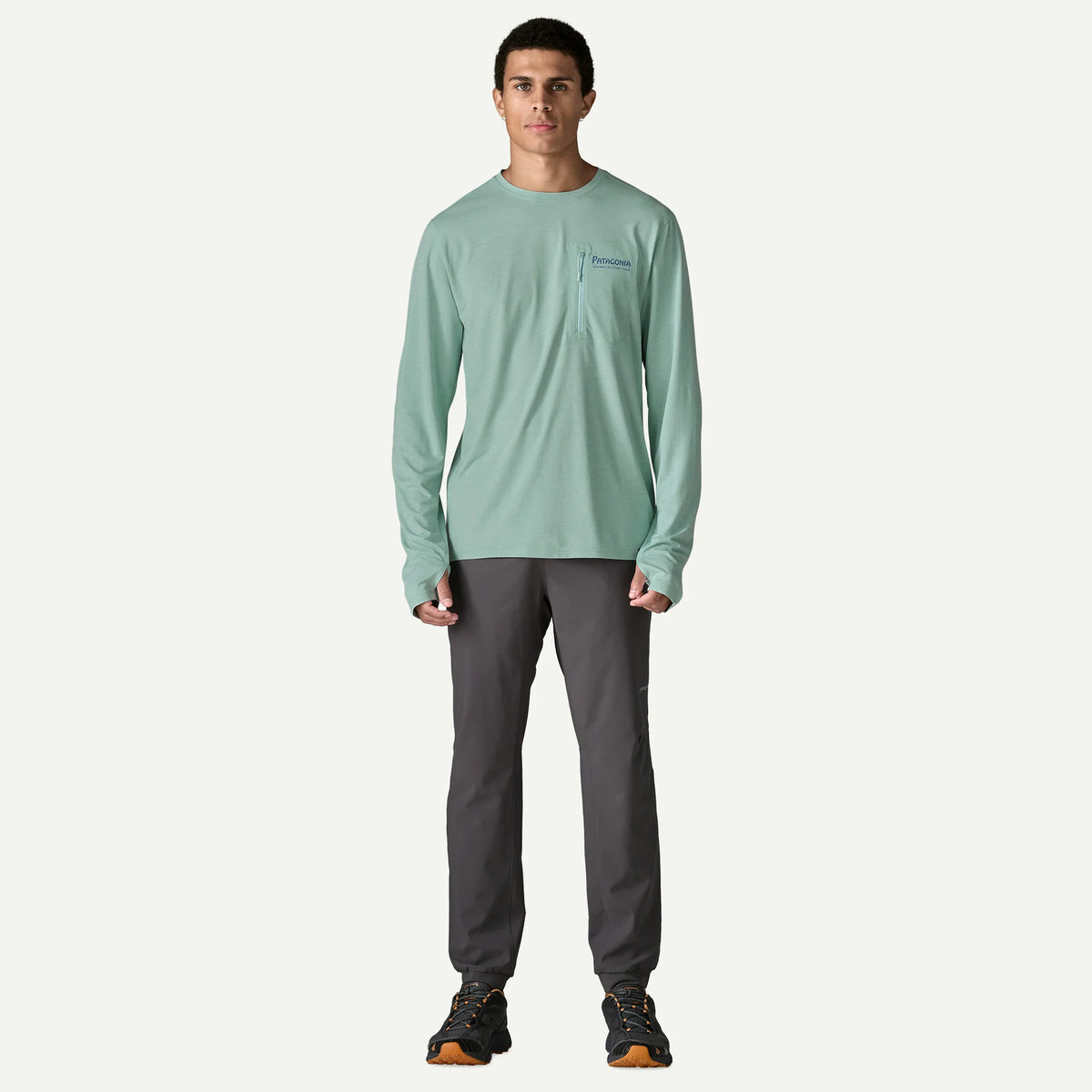 Patagonia x REAL Cap Cool L/S Water People Banner Sun Shirt-Thermal Blue